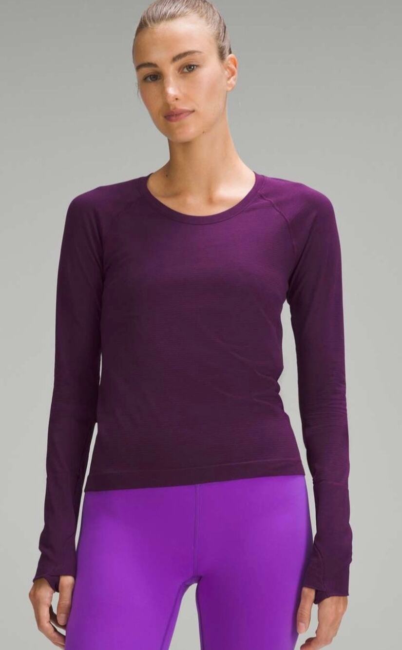 Lululemon Swiftly Tech Long-Sleeve Shirt 2.0 Race Length Dramatic Magenta Sz 2